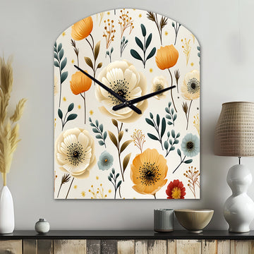 White And Yellow Playful Poppy Blossom Radiance - Asymmetric Metal Wall Clock